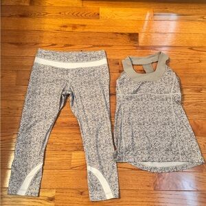 Lululemon Athletica Gray and White Activewear Set